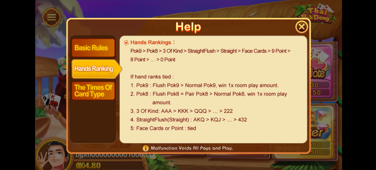 Thai Pok Deng BJ88 - Trải nghiệm game bài đổi thưởng kiểu Thái 3 Quy tắc xếp hạng các tay bài trong trò Thai Pok Deng BJ88